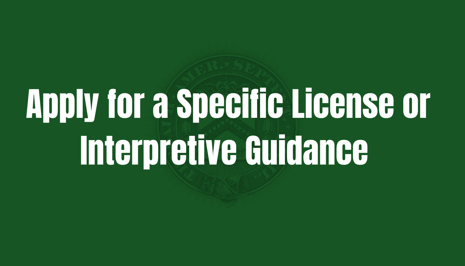 Apply for a License image green background